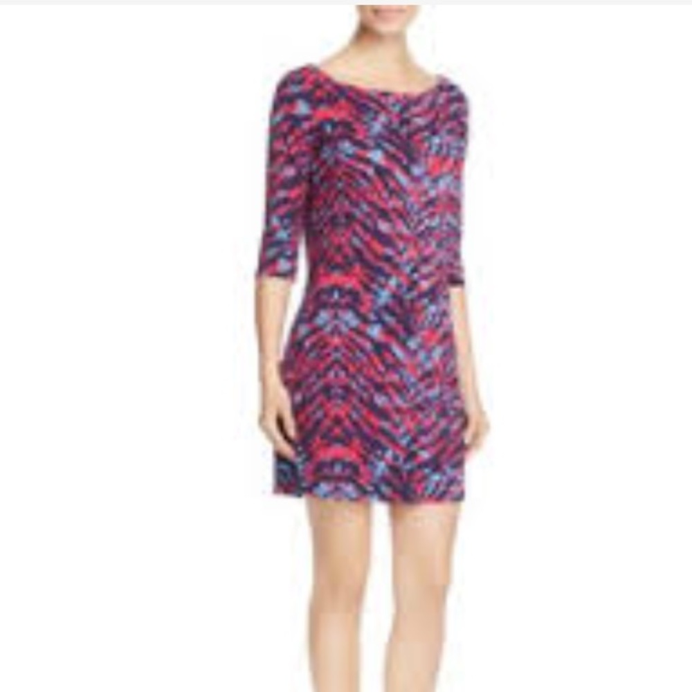 Leota Zebra Printed Nouveau Sheath Crepe Dress
